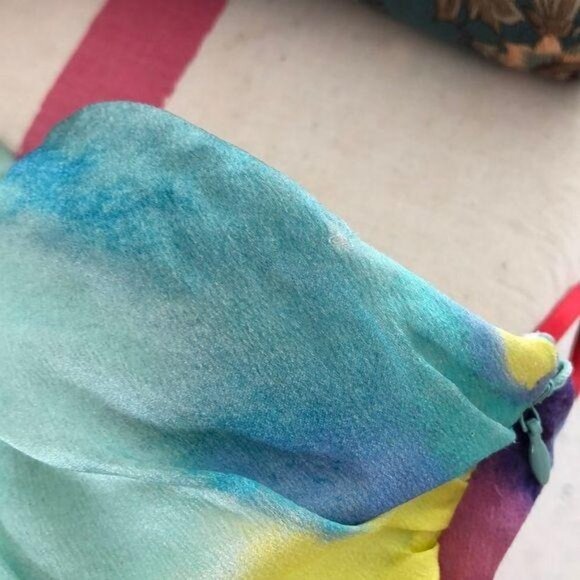 Christian Lacroix Dress Womens Size 6 Tie Dye Effect Silk Strapless Sash Waist - Picture 12 of 14